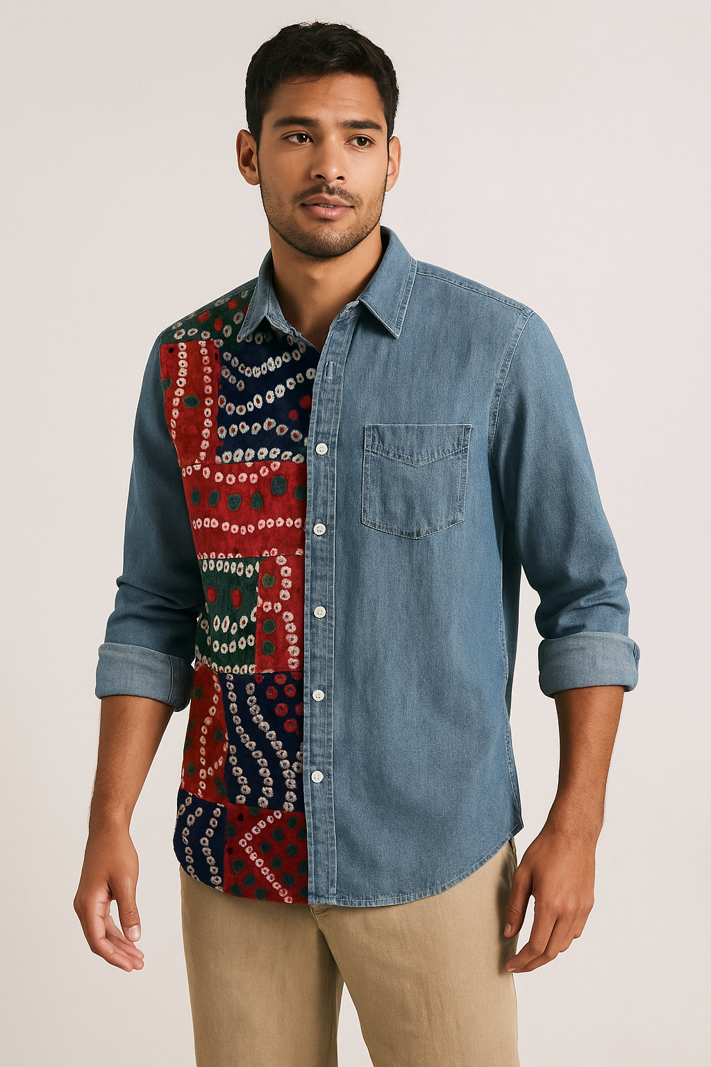 Patchwork Poet Denim Shirt