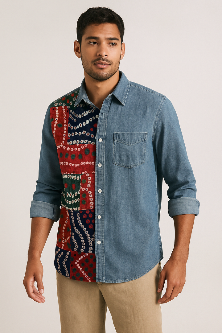 Patchwork Poet Denim Shirt