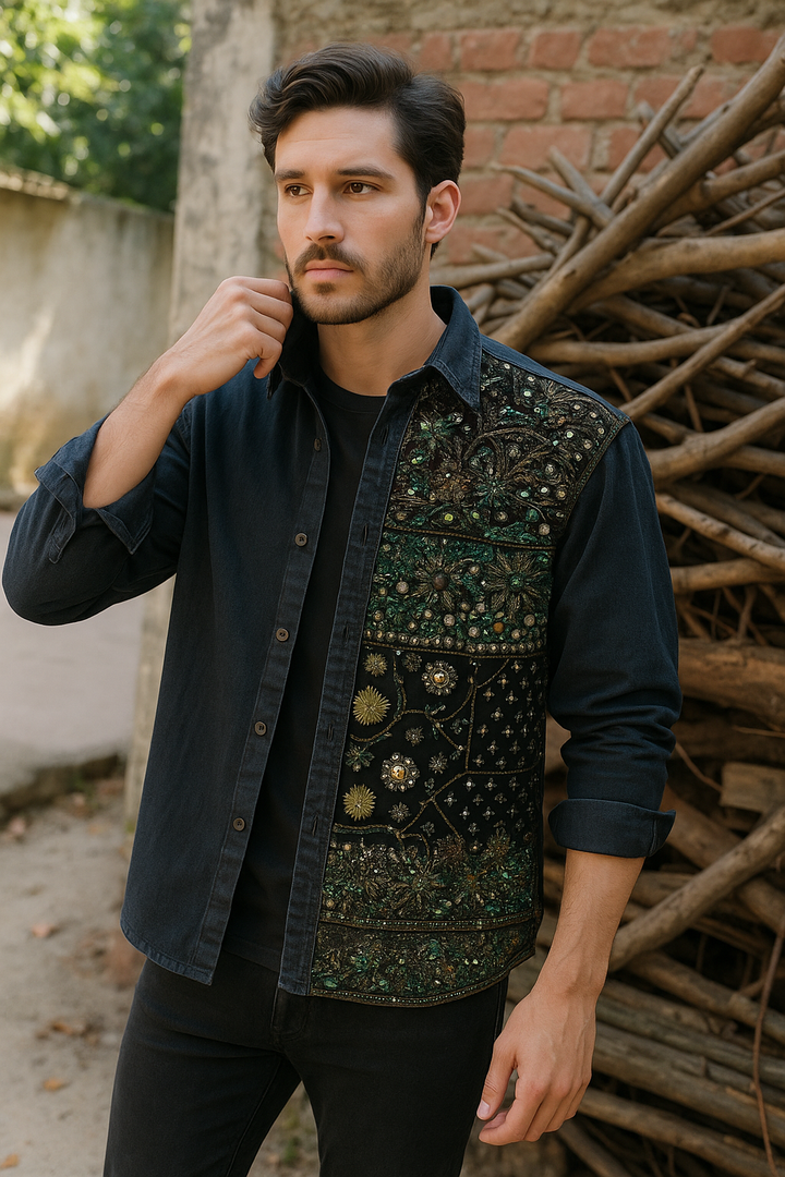 Black Denim Boho Shacket