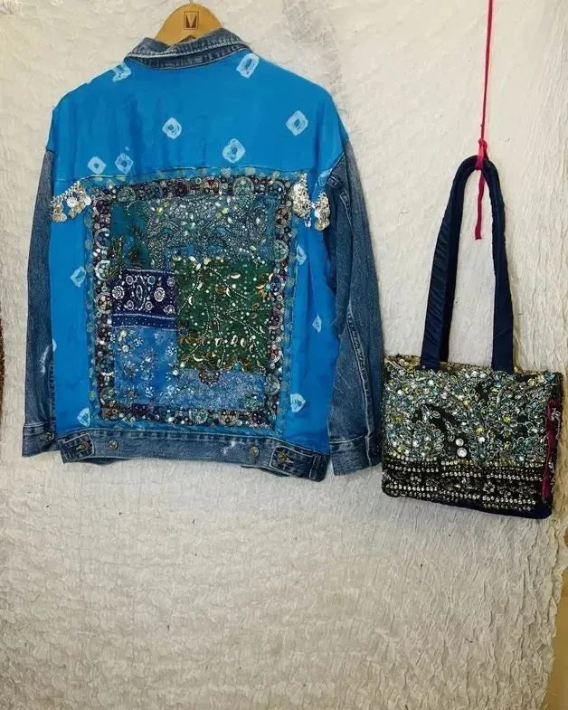 Blue embellished jacket