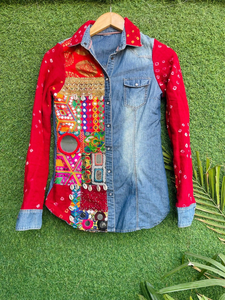 Red Banjara half &half shirt - banjaratrail