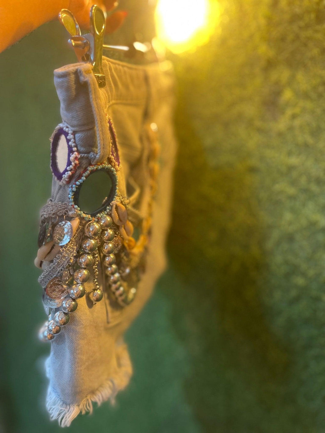 Shimmering seaside chains denim shorts - banjaratrail