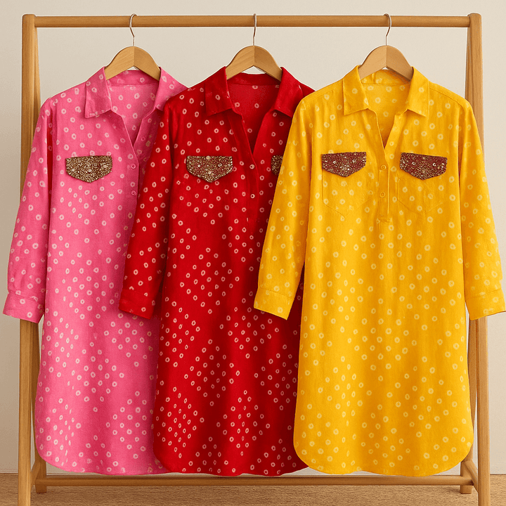 Bandhani embellished kurta - banjaratrail