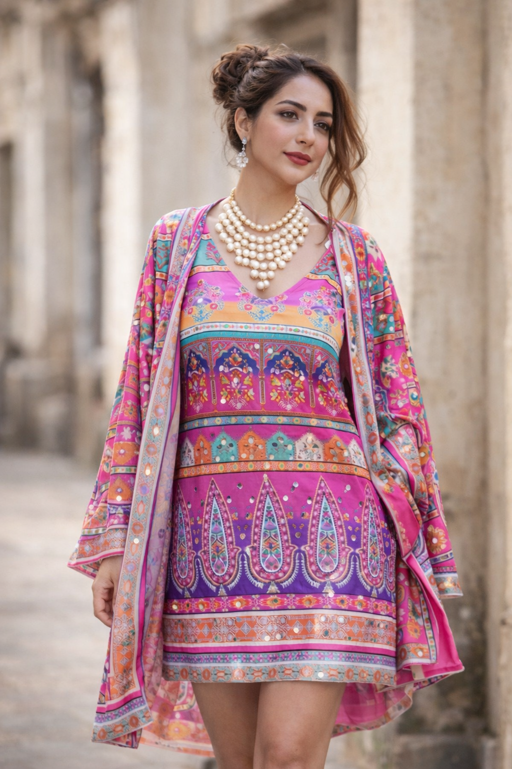 Blush' Mirror Dress & Shrug Set