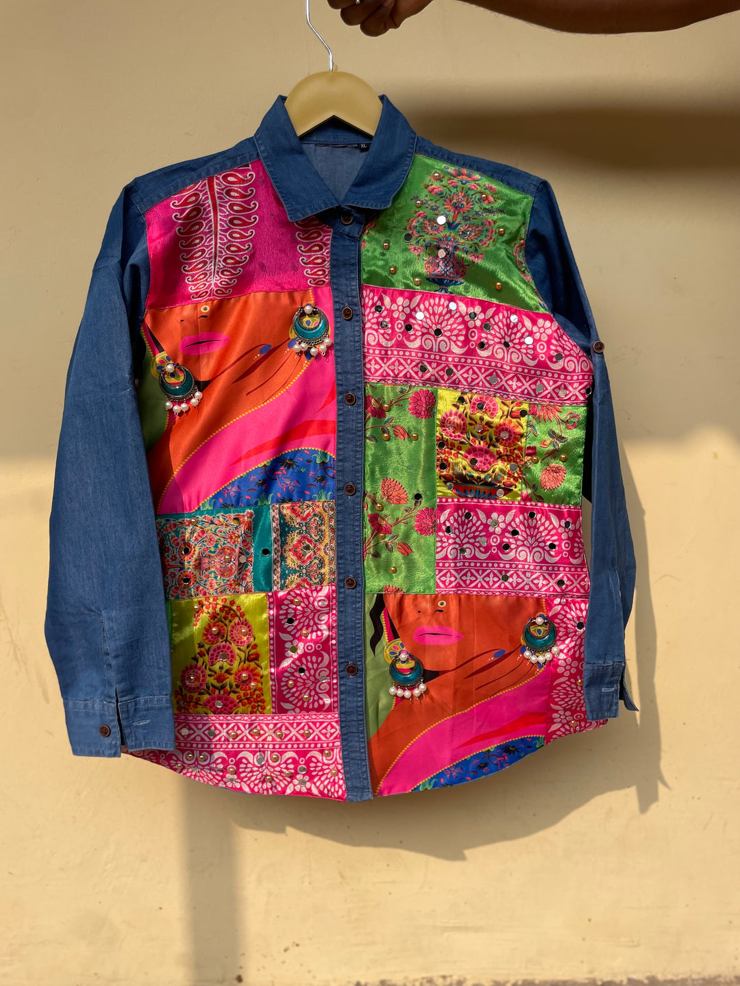 ‘Zeenat’- Embellished Denim Shirt