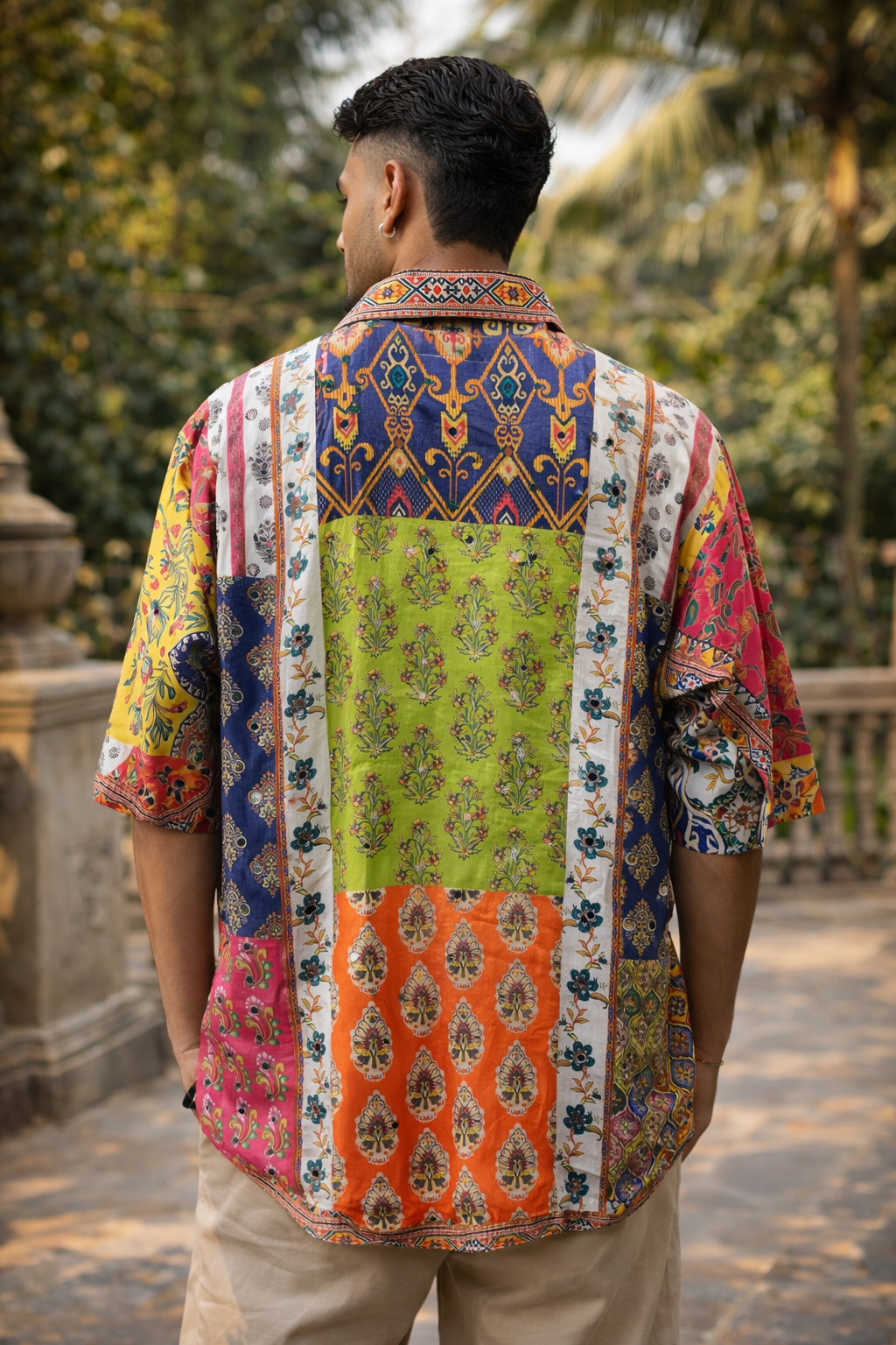 Men'S White Boho Shirt  Relaxed Fit