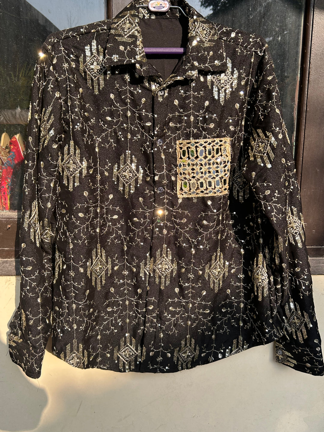 Noir Sutra Mirror Embroidered Shirt