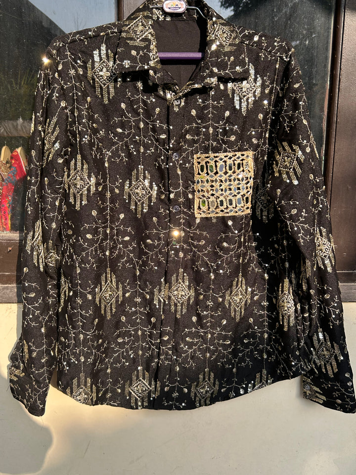 Noir Sutra Mirror Embroidered Shirt