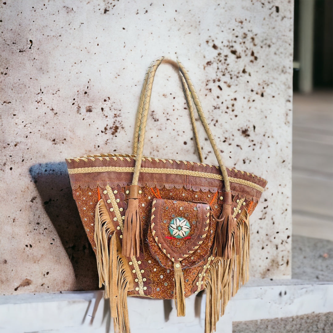 Brown leather gypsy bag