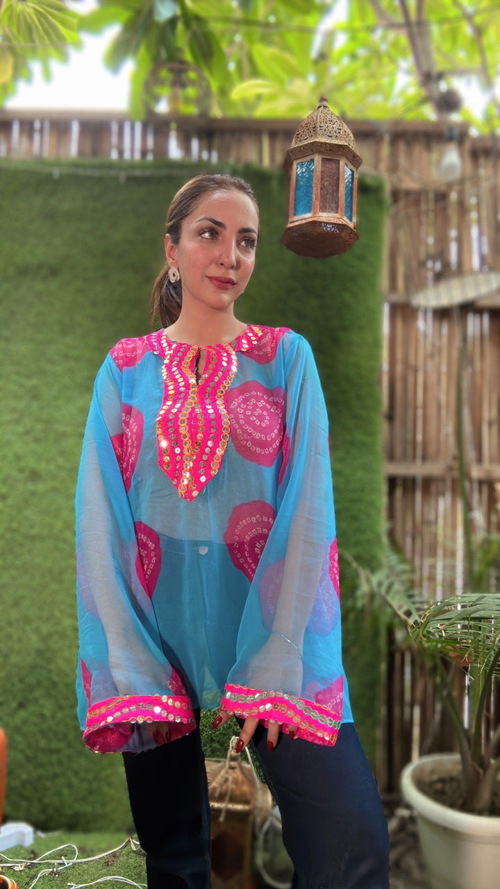 Rangrez Mirror Pop Sheer Tunic - banjaratrail
