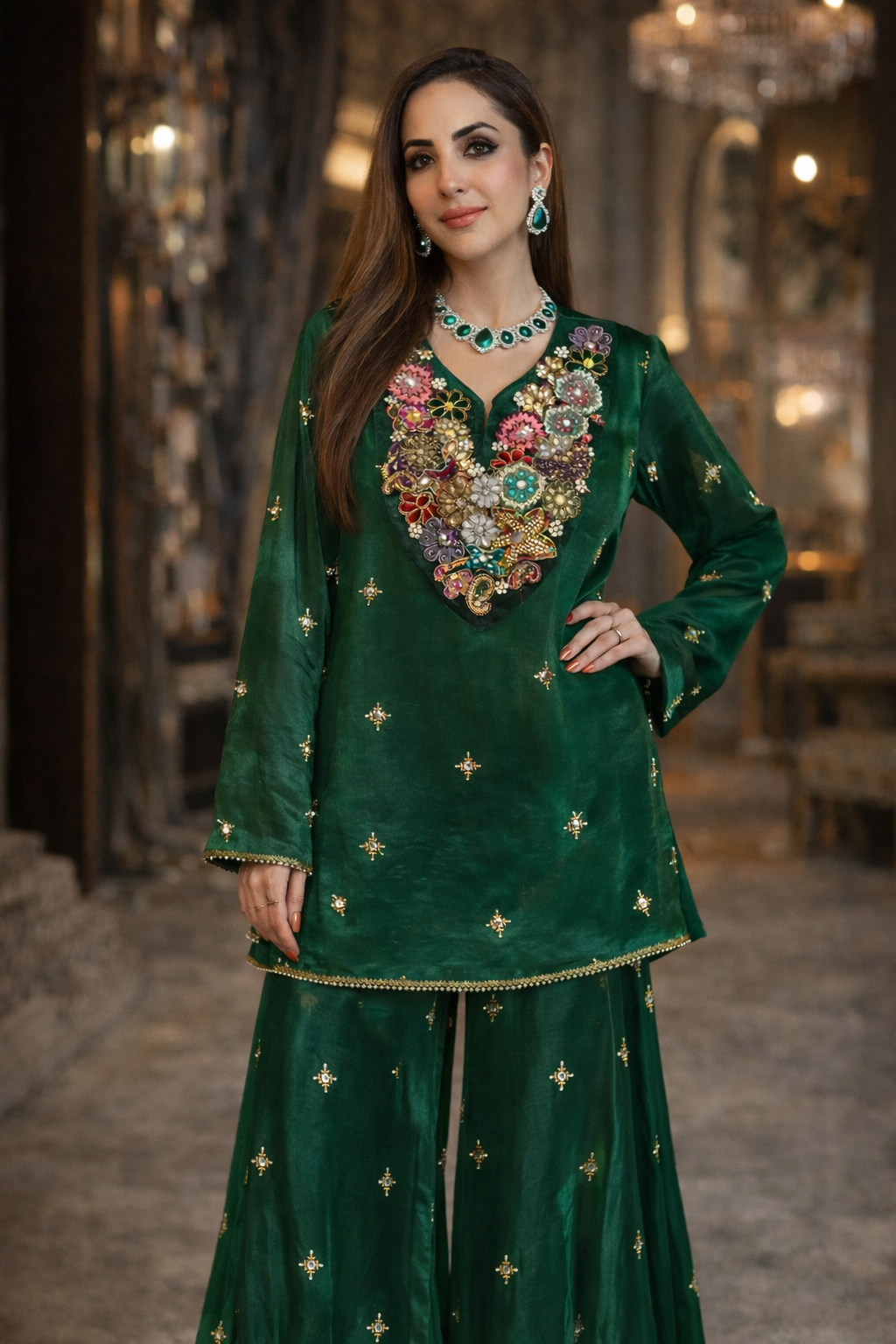 Gulzaar Emerald Embellished Kurta Set