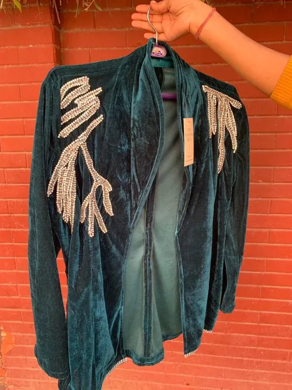 Midnight Teal Velvet Top