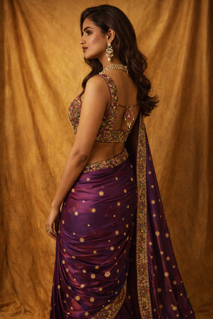 Plum Handcrafted Saree