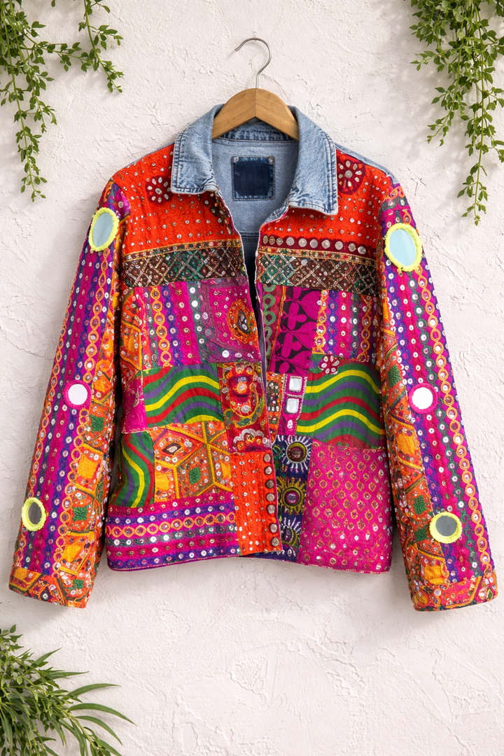 Orange Mirrorwork Banjara Jacket