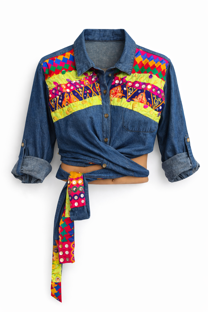 Tie -Up Denim Fiesta Shirt