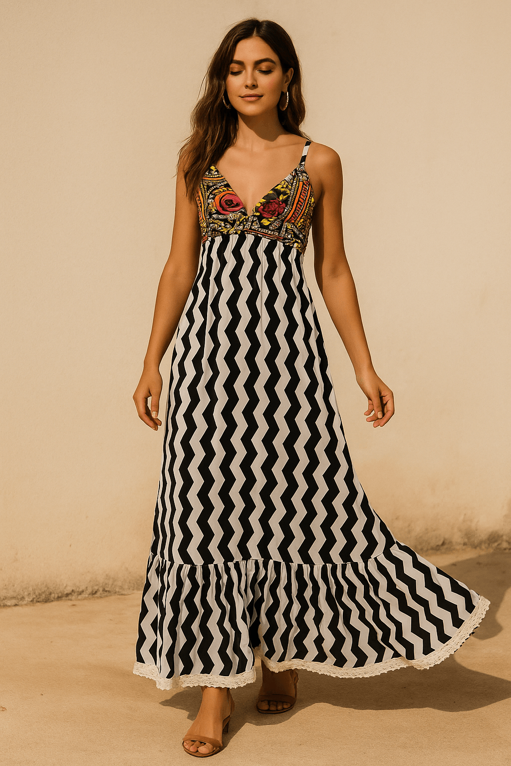 Black White Zig Zag Banjara Maxi - banjaratrail