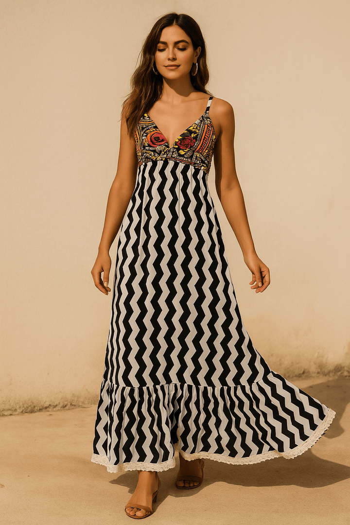 Black White Zig Zag Banjara Maxi - banjaratrail
