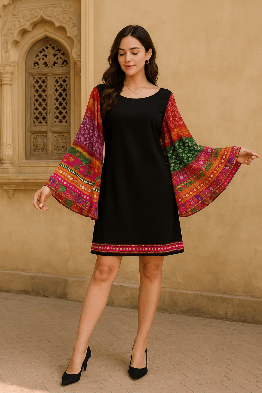 Black butterfly sleeves dress - banjaratrail
