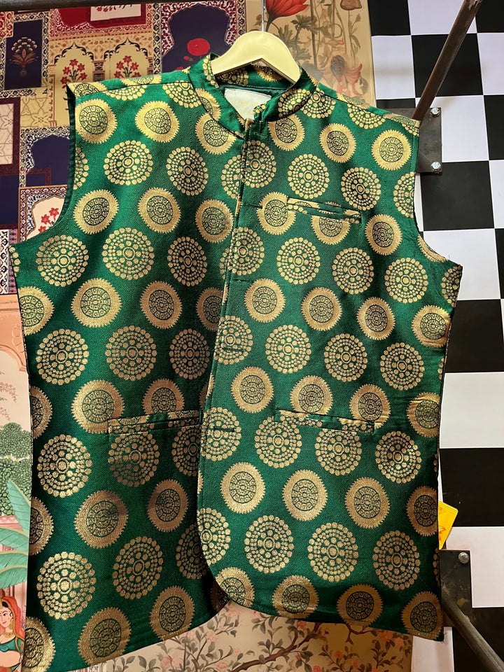 Brocade Nehru Jacket with Circular Motifs