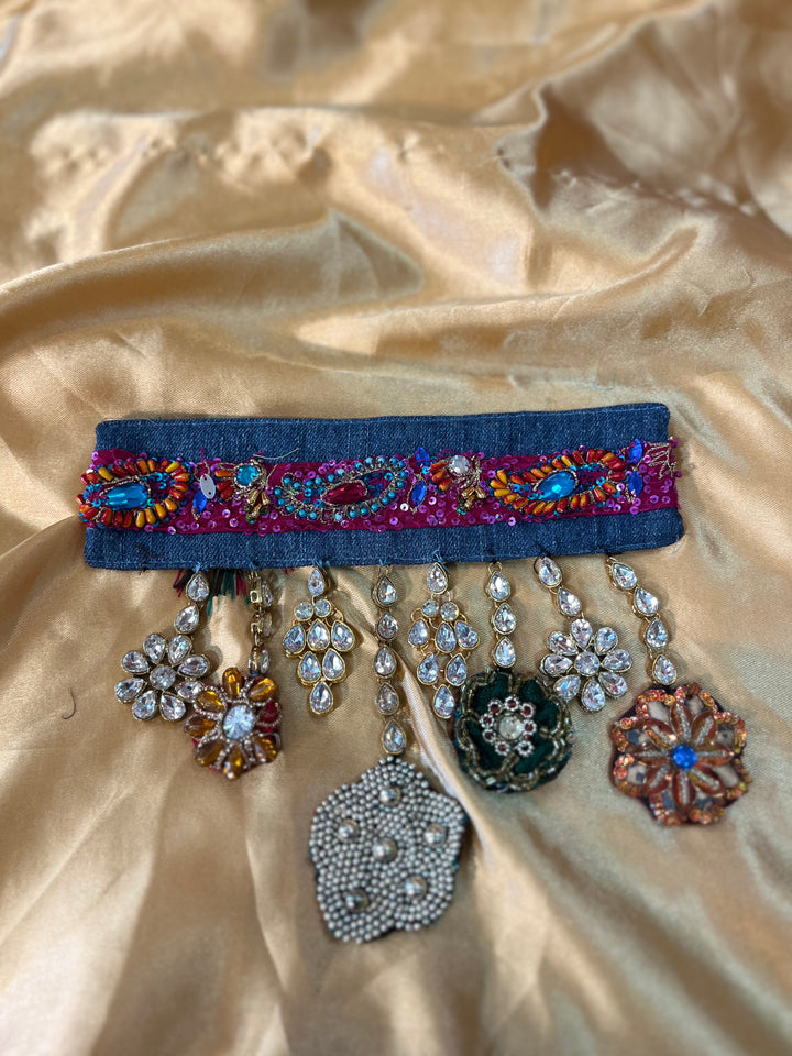Boho Luxe Hand-Embroidered Statement Choker Necklace-Fabric jewellery