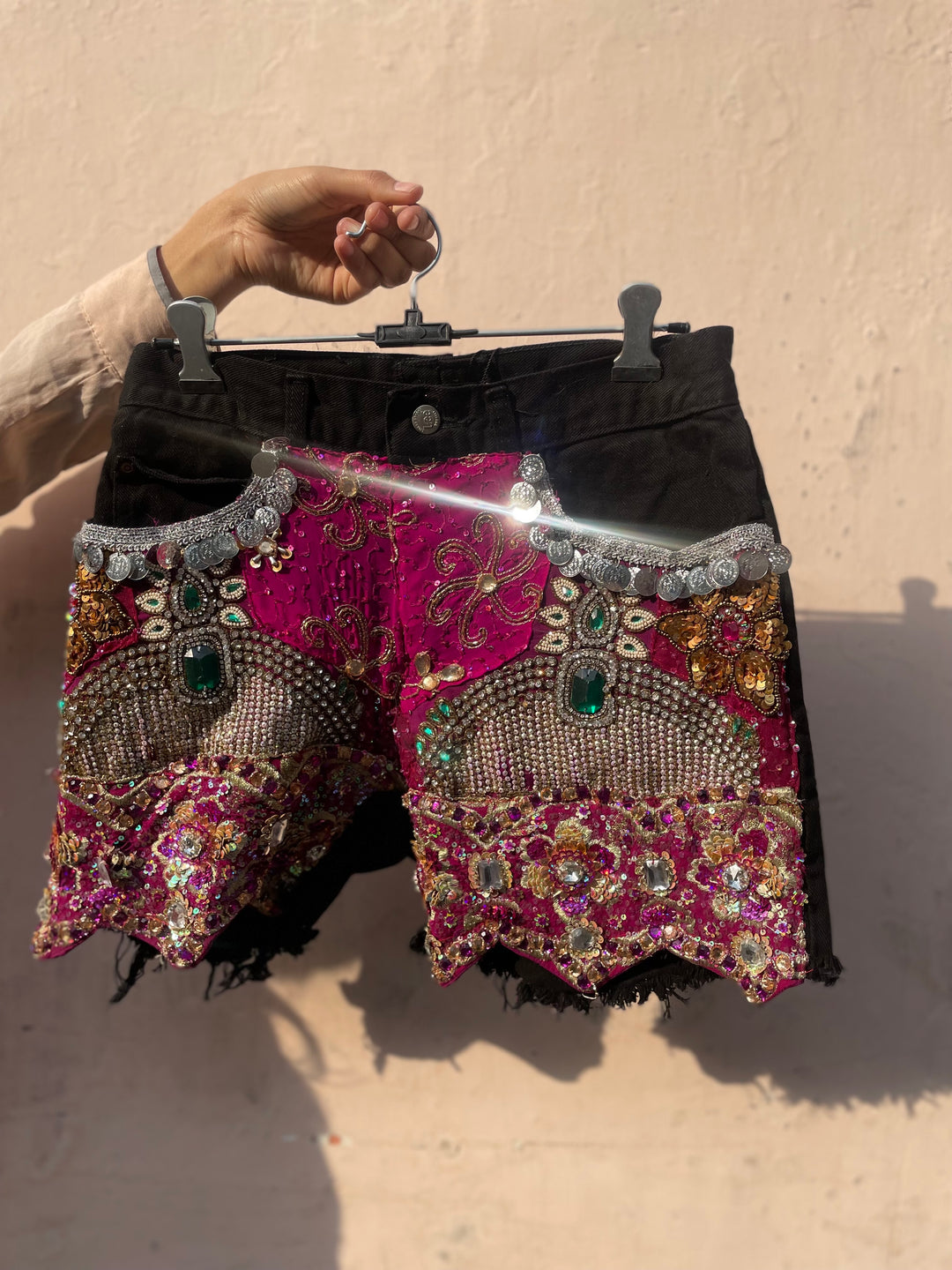 Embroidered Mirrorwork Shorts – Fuchsia Royal Edition
