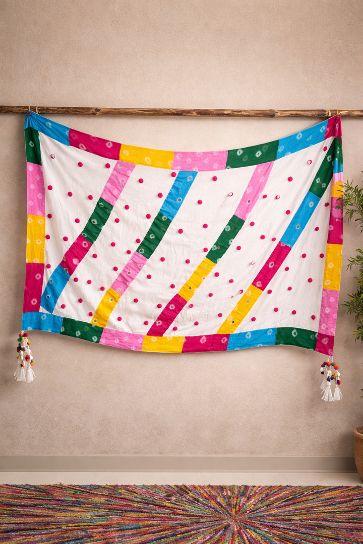 Multistyle Bandhani Patchwork Stole With Belt