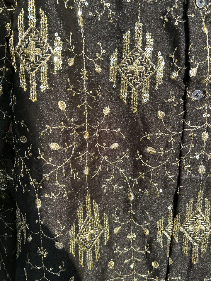 Noir Sutra Mirror Embroidered Shirt