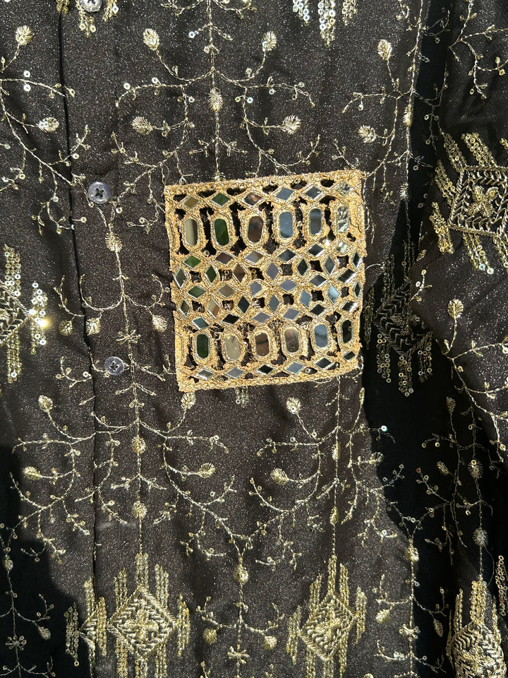 Noir Sutra Mirror Embroidered Shirt