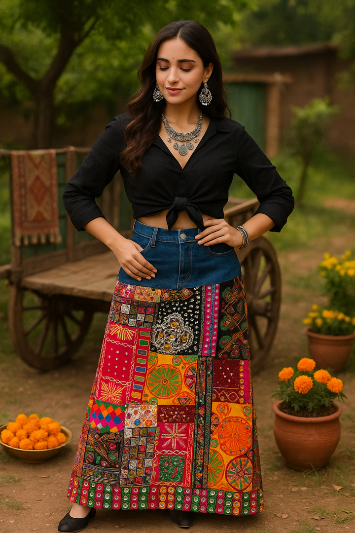 Denim Banjara skirt