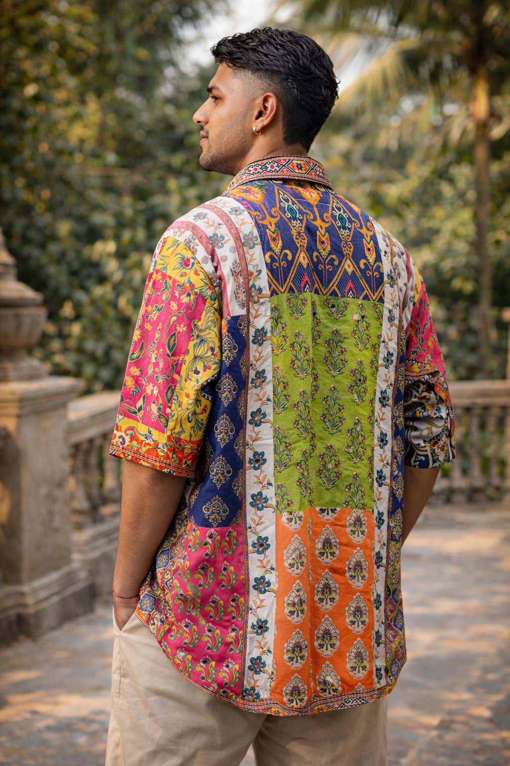 Men'S White Boho Shirt  Relaxed Fit