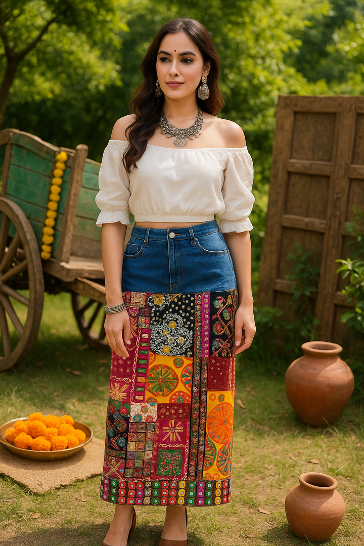 Denim Banjara skirt