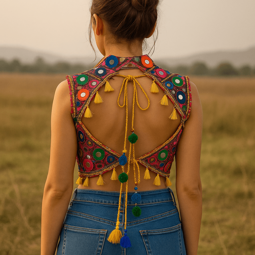 Boho mirror backless blouse - banjaratrail