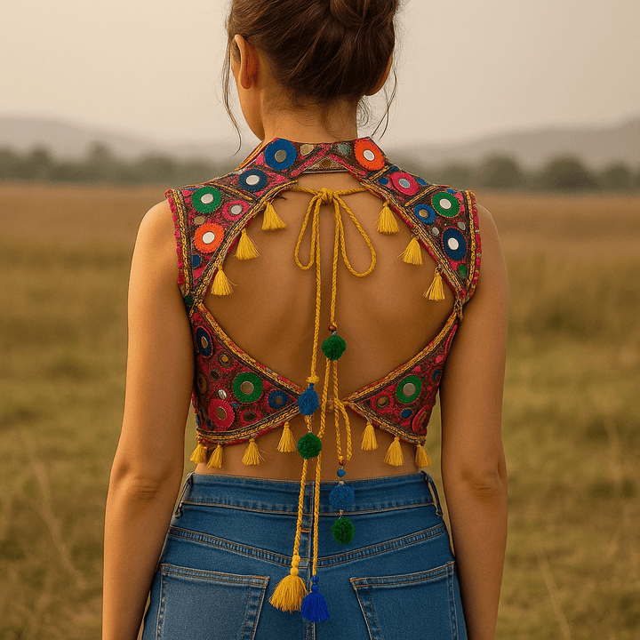 Boho mirror backless blouse - banjaratrail