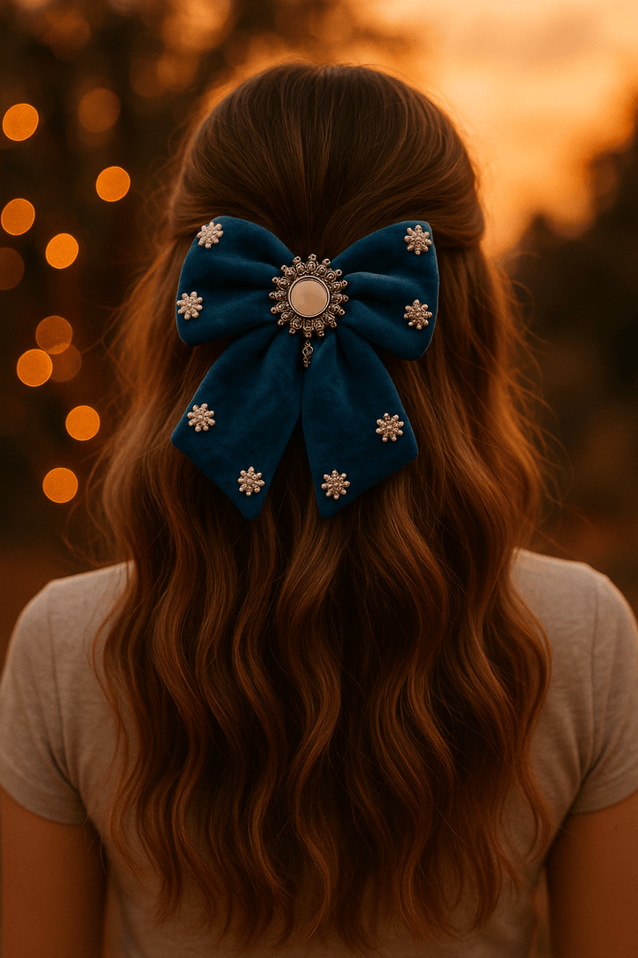 Noor Denim Bow | Mirror Hair Jewel - banjaratrail