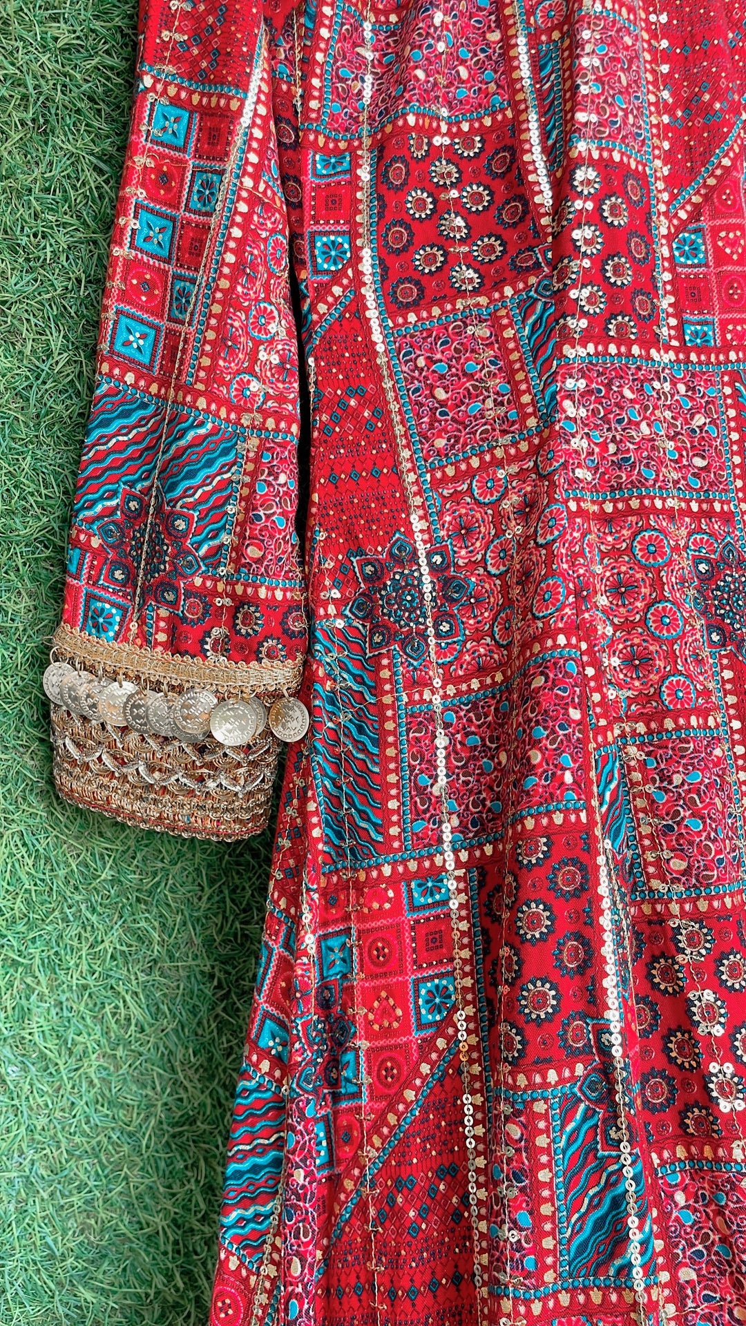 Diwali delight -shrug potli bag & belt set ( red)