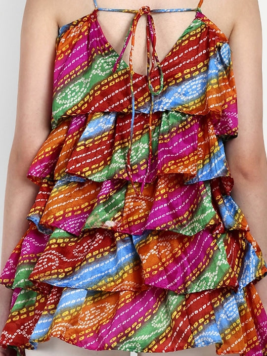 Bandhini ruffle dress