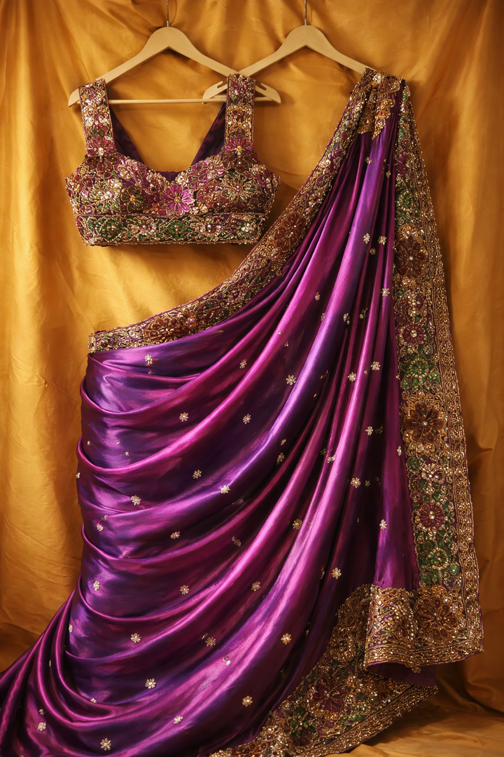 Plum  Handcrafted Saree