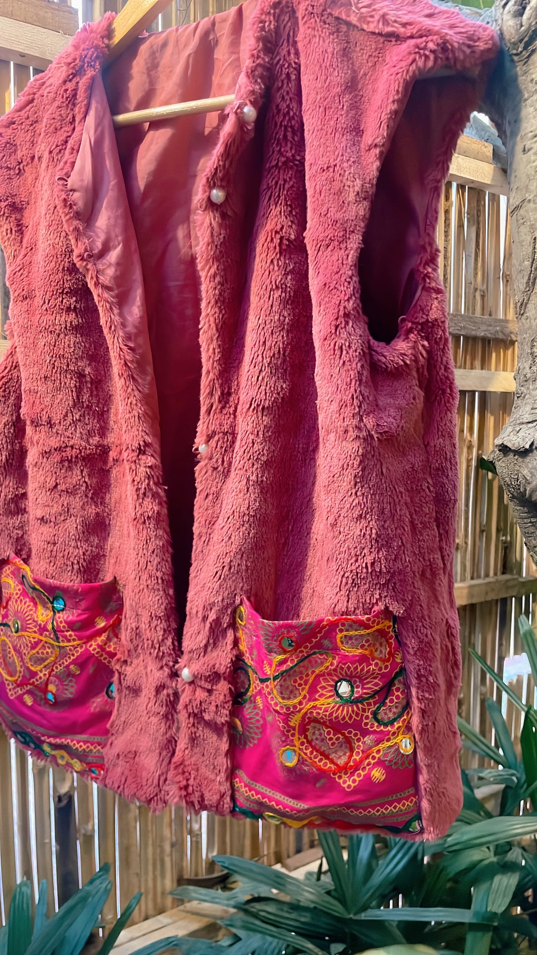 Faux fur pink coat