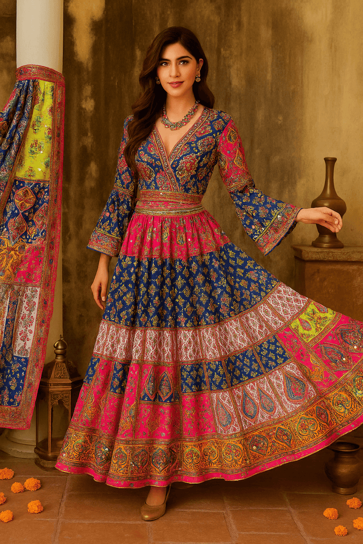 Patchwork mirror lehenga - banjaratrail