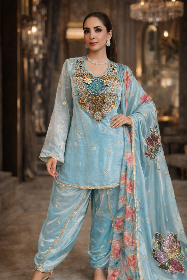 Pariza - Lotus Embroidered Suit Set