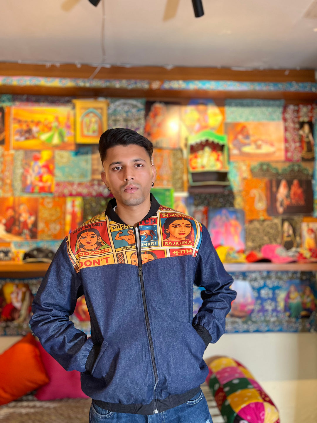 Matchis collection denim bomber jacket