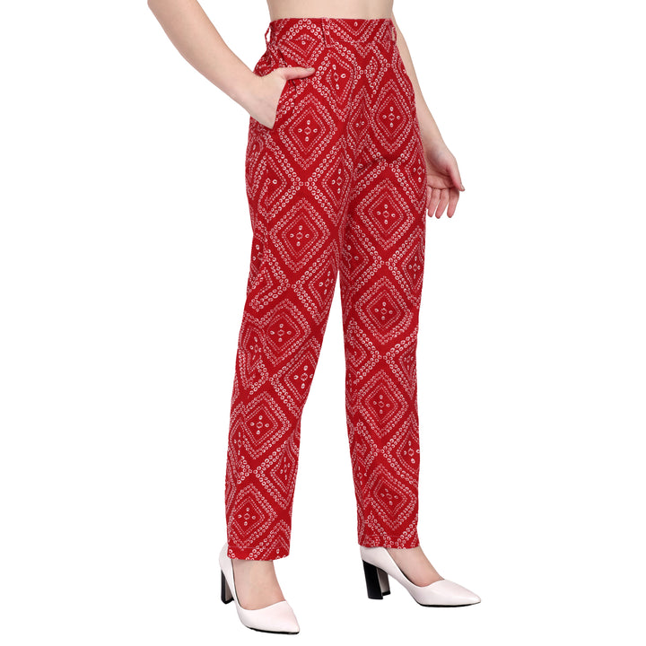 Red Bandhani Blazer Set in Cotton