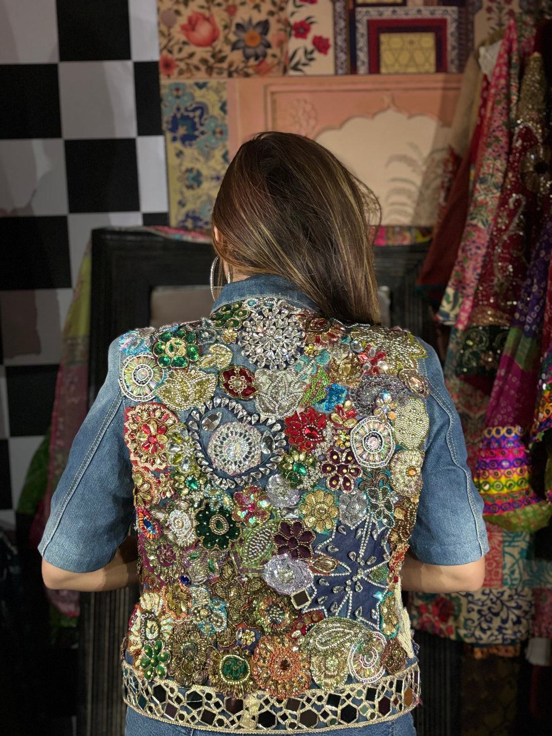 Bejewelled Handcrafted Denim Jacket