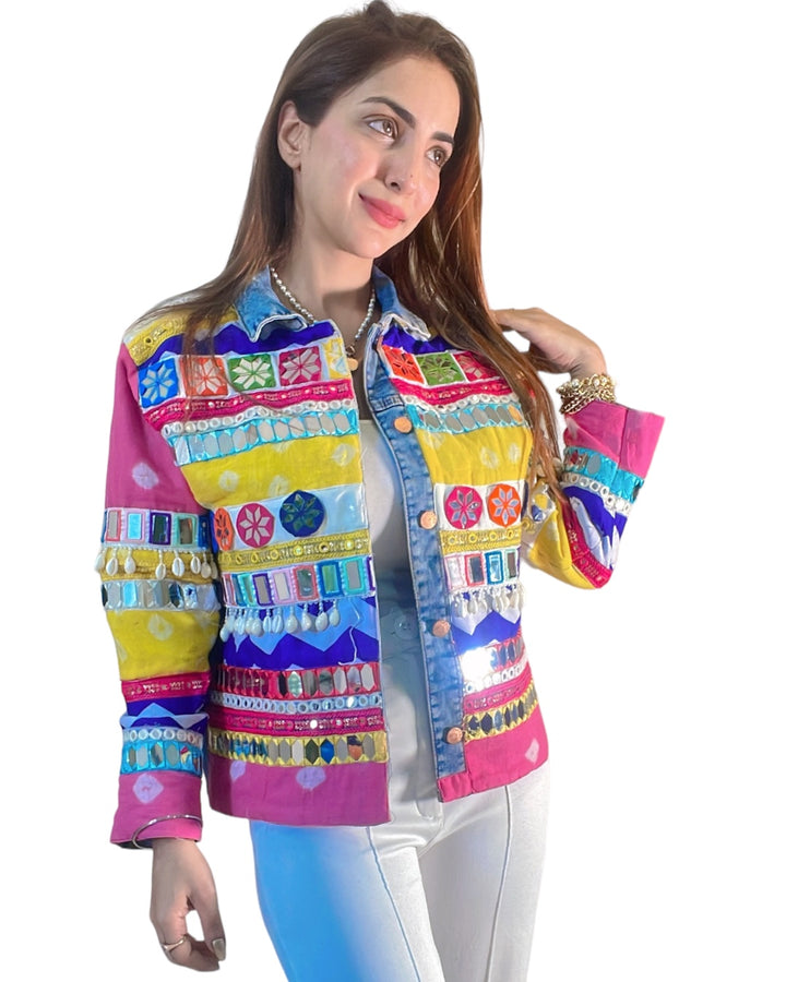 Colourful multi mirror jacket