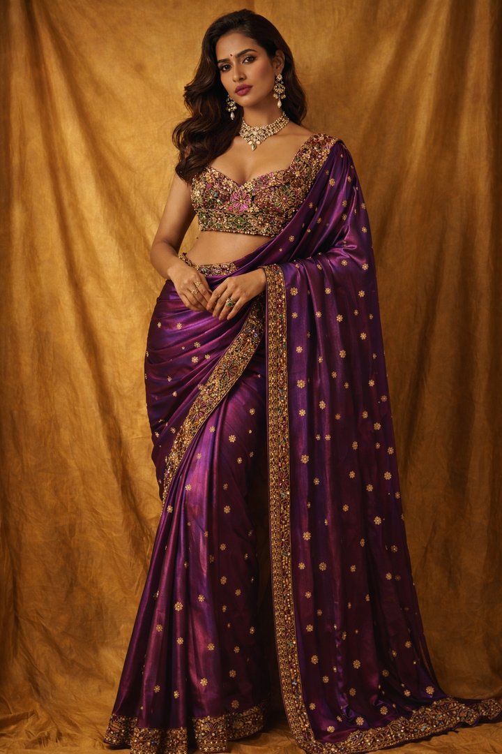 Plum Handcrafted Saree