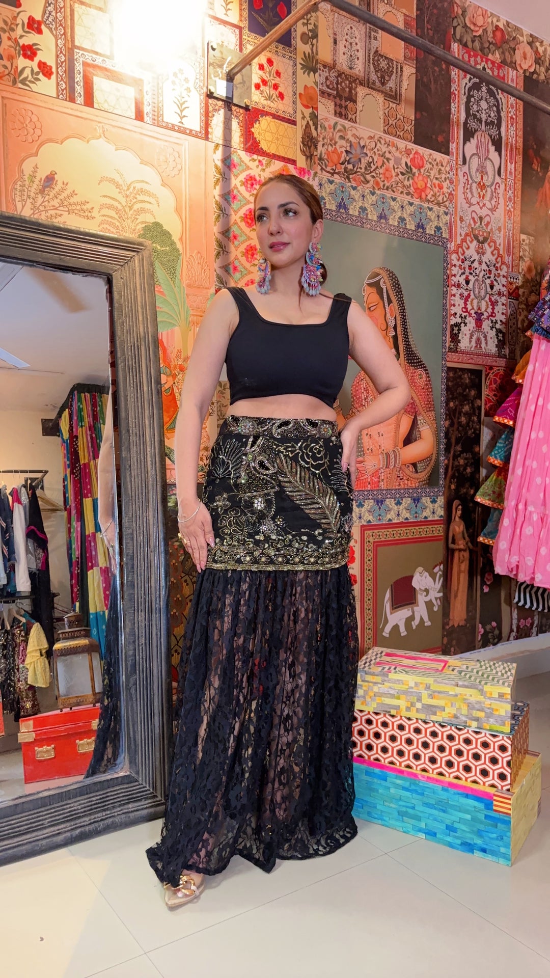Mermaid embellished Lace Skirt