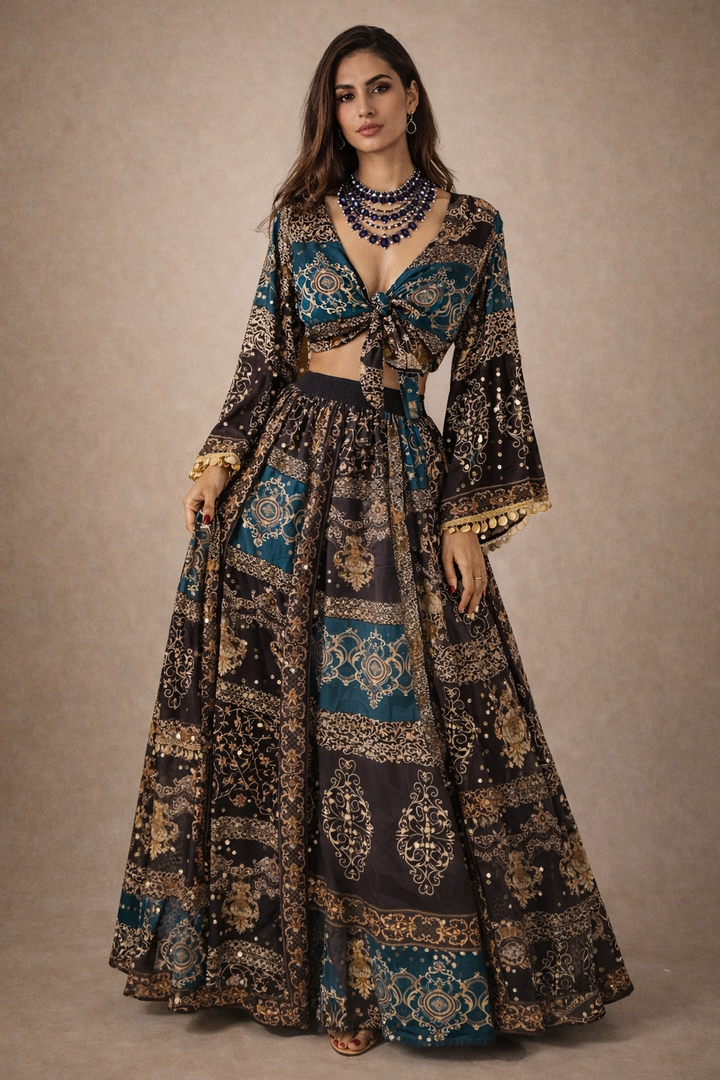 Nakhrewali'-Tie Knot Top & Skirt Set