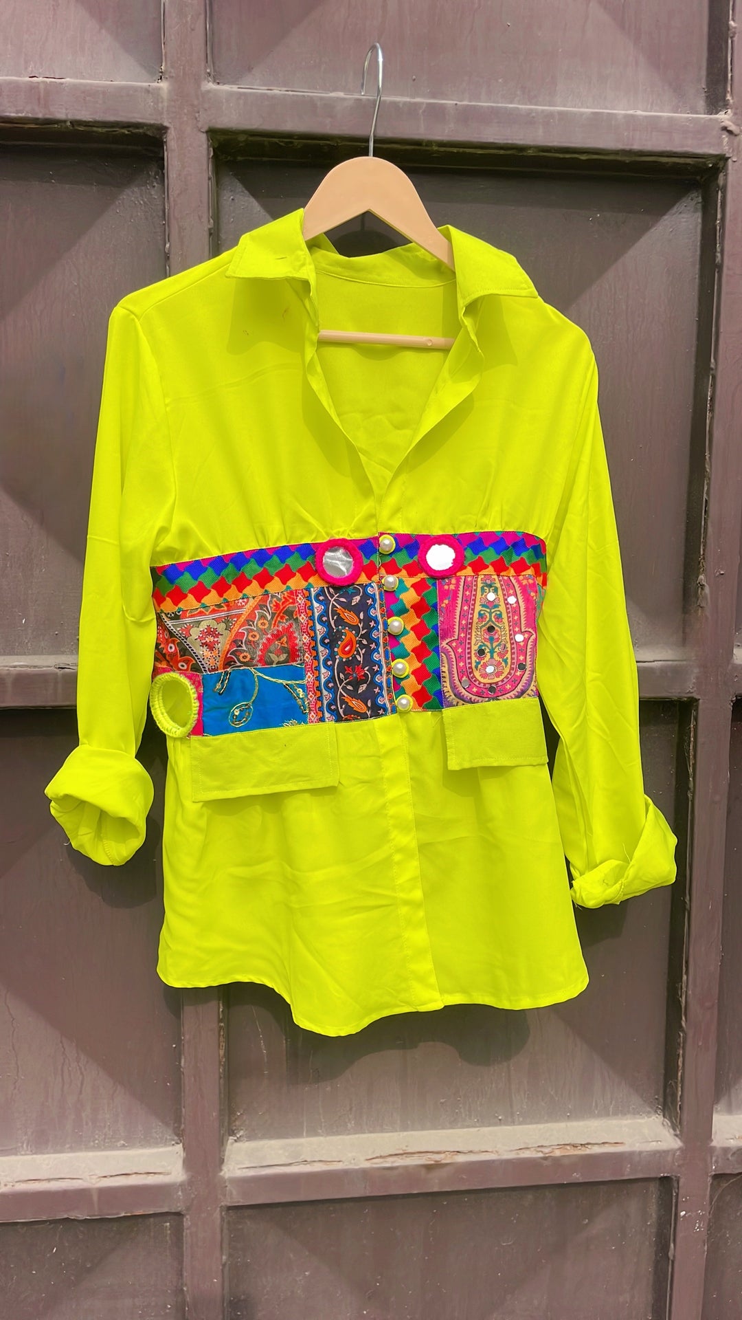 Neon Banjara corset shirt