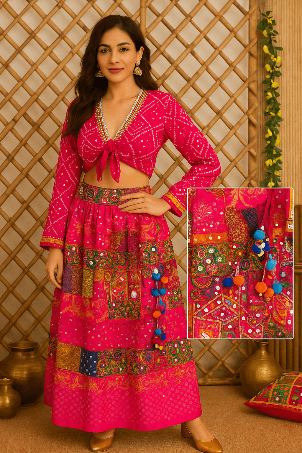 BANJARA BLOOM-tie knot top & patchwork skirt set - banjaratrail