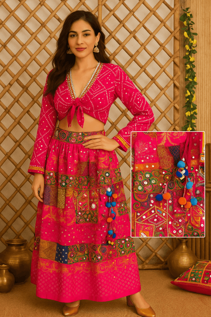 BANJARA BLOOM-tie knot top & patchwork skirt set - banjaratrail